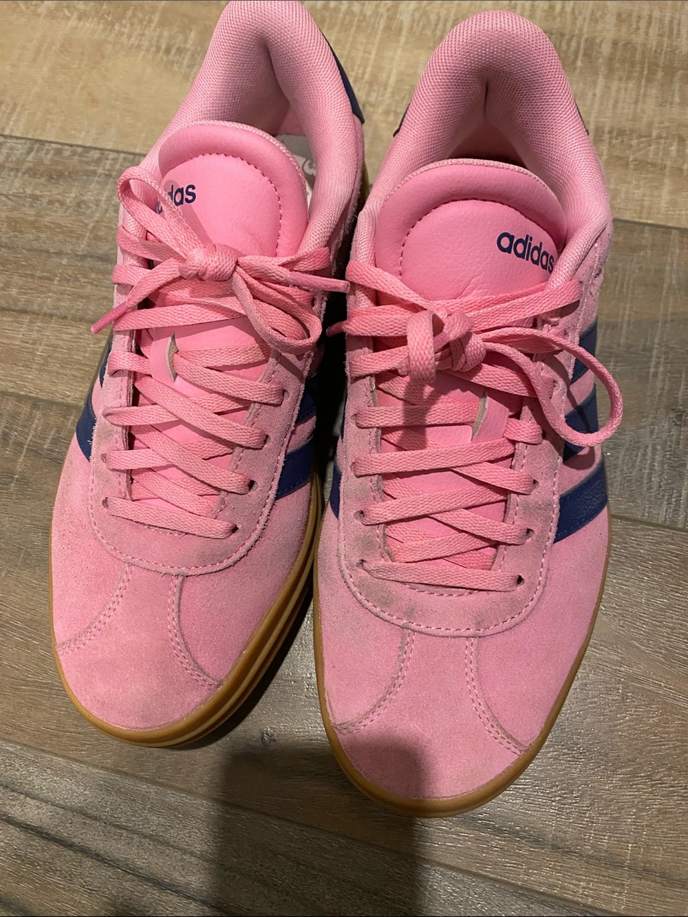 adidas Pink and Navy Women's Suede Sneakers